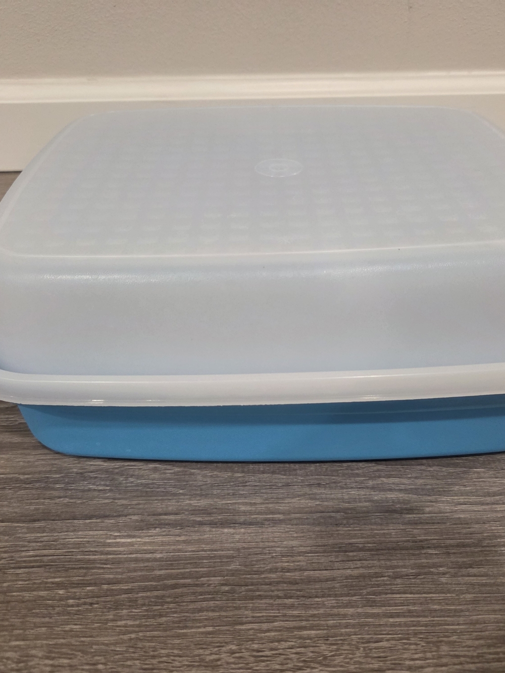 Tupperware Blue Plastic Food Storage Or Marinade Container with White Lid